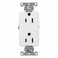 LEVITON Duplex Receptacle Outlet: Duplex, 5-15, White, 125V AC, 15 A, 2 Pole / 3 Wire (MPN 16242-W)