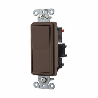 HUBBELL Wall Switch: Rocker Switch, Single Pole, Maintained, Brown, 120/277V AC - Rocker Wall Switches