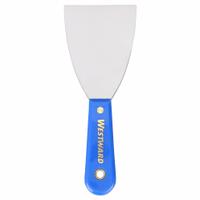 WESTWARD Scraper: Bld. Mat. Carbon Steel, Hdl. Mat. Plastic, Stiff, Tapered Bld. Shape (MPN 1UKF7). Key specifications — attr1004902: WESTWARD; attr1012057: Full; attr1014703: Plastic; attr1017570: Standard End; attr1029655: Straight; attr1034073: Straight.