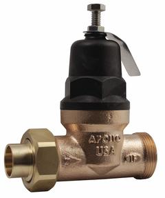 APOLLO Water Pressure Reducing Valve: Solder x Solder, 1 in Pipe Size, Bronze, 15 psig to 75 psig (MPN 36ELF12501S). Key specifications — Brand: APOLLO; Low-Lead Compliance: Low-Lead Compliant.