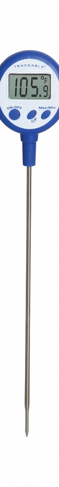 TRACEABLE Digital Thermometer: -58°F to 482°F /-50°C to 250°C, ±0.5°C @ -20 to 200°C, ±1°C Otherwise (MPN 6419). Key specifications — Brand: TRACEABLE; Accuracy: ±0.5 °C @ -20 to 200 °C, ±1 °C Otherwise.