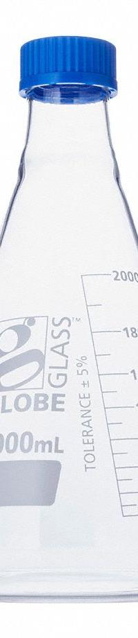 GLOBE SCIENTIFIC Erlenmeyer Flask: 2 L, Colorless, Conical, A, Includes Closure, 280 mm Overall Ht (MPN 8422000). Key specifications — Shape: Conical; Body Color: Colorless; Brand: GLOBE SCIENTIFIC; USP Specification: Type I.