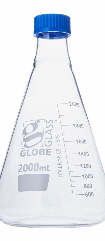 GLOBE SCIENTIFIC Erlenmeyer Flask: 2 L - Glass Erlenmeyer Flasks