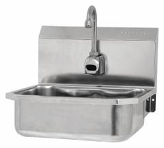 SANI-LAV Hands-Free Sink: 1 Stations, 5 in Bowl Dp, 14 in Bowl Lg, 11 in Bowl Wd, Faucet Included (MPN ESB2-605L-0.5). Key specifications — Includes Side Splash: Side Splash Not Included; Series: Stainless Steel Hand Wash Sink; Brand: SANI-LAV; Power Source: Battery Powered.