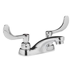 AMERICAN STANDARD Low Arc Bathroom Faucet: Monterrey, Cast Brass, Chrome Finish, 0.5 gpm Flow Rate (MPN 5500175.002). Key specifications — Includes: 1/2 in Male Inlet Shanks; Red and Blue Indexes; Brand: AMERICAN STANDARD; Series: Monterrey.