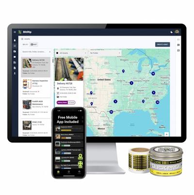 BITRIP Permanent Scannable Labels Bundle: Fixed, Yellow, Indoor/Outdoor, 1.73 in Label Ht - Asset Tracking Label Starter Packs