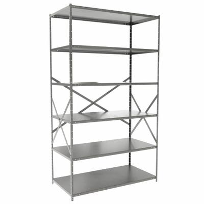HALLOWELL Metal Shelving: Standalone, Heavy-Duty, 48 in x 24 in, 84 in Overall Ht - Heavy-Duty Standalone Open Metal Shelving