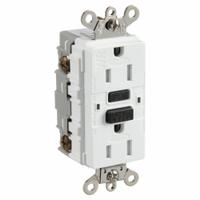 HUBBELL GFCI Receptacle: Duplex, 5-15, White, GFCI, 125V AC, 15 A, 2 Pole / 3 Wire (MPN GFSG5262W)