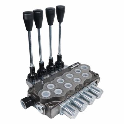 HYDRO CUSTOM Hydraulic Directional Control Valve: Four-Way / Three Positions - Manual Spool Monoblock Valves