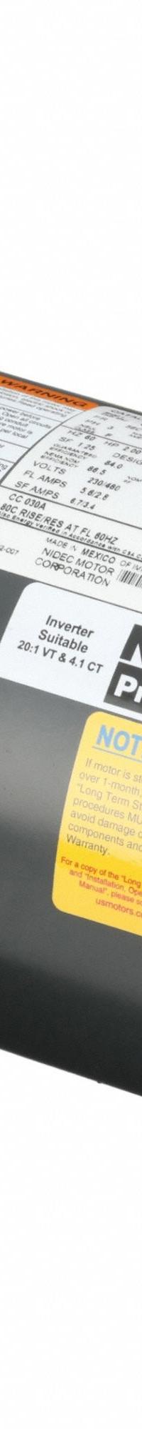 U.S. MOTORS General Purpose Motor: Rigid Base Mount, Totally Enclosed Air-Over, 2 hp, 1,750 RPM (MPN U2P2DFCR). Key specifications — Brand: U.S. MOTORS; Nameplate Voltage @ 60 Hz: 208-230/460V AC; Full Load Current @ 60 Hz: 5.7/2.8 A; Nameplate RPM @ 60 Hz: 1,750 RPM; Motor Enclosure: TEAO.