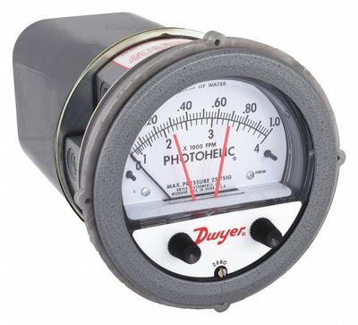 Dwyer Differential Pressure Gauge & Switch: Single-Side, 1/8 in NPT Female - Low Operating Pressure Differential Gauges with Switch
