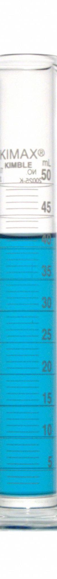 KIMBLE Graduated Cylinder: 2 L, A, To Deliver (TD), 20 mL Graduation Increments - mL, 100 mL – 2 L (MPN 20025K-2000). Key specifications — ASTM Specification: E438-92 (2011); Brand: KIMBLE; USP Specification: Type I; Closure Included: No; Includes: White Metric Scale.