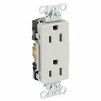 HUBBELL Receptacle: Decorator Duplex, 5-15, Gray, 125V AC, 15 A, 2 Pole / 3 Wire (MPN DR15GRY)