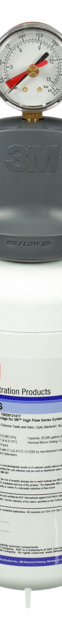 3M WATER FILTRATION PRODUCTS Water Filtration System: 0.2 micron, 2.5 gpm, 14 7/8 in Overall Ht (MPN 5616203). Key specifications — Product Type: High-Flow Filtration System; Filter Media: Pleated Membrane; Brand: 3M WATER FILTRATION PRODUCTS; Reduces: Sediment.