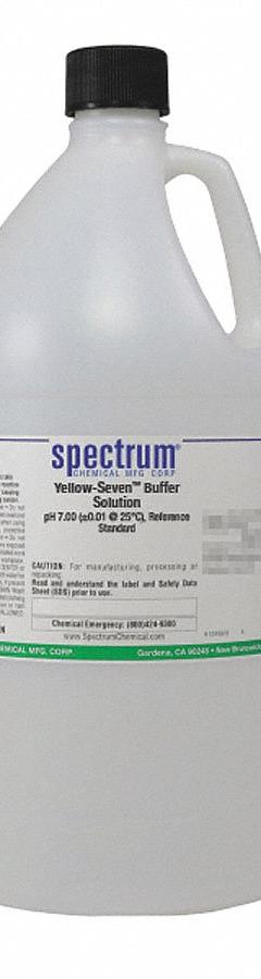 SPECTRUM Buffer - pH 7.00 - Yellow: Lab, 4 L Volume, Liquid, pH 7.00 +/-001 @ 25°C, Plastic, Jug, 1 (MPN B1168-4LTPL). Key specifications — Brand: SPECTRUM; CAS Number: 7778-77-0; Chemical Family Type: Buffer; Chemical Grade: Lab; Concentration: pH 7.00 +/-001 @ 25°C; Container Material: Plastic; Container Type: Jug; Form: Liquid.