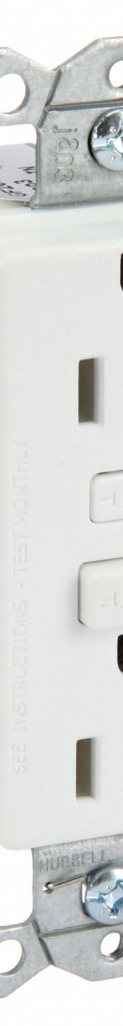 BRYANT GFCI Receptacle: Duplex, 5-20, White, GFCI, 125V AC, 20 A, 2 Pole / 3 Wire (MPN GF20W)