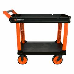 CRESCENT Utility Cart: 500 lb, 47 in L x 25 in W x 34 in H Overall Dim, 2 Shelves, Black, Raised (MPN IUC2S8CBM). Key specifications — Brand: CRESCENT.