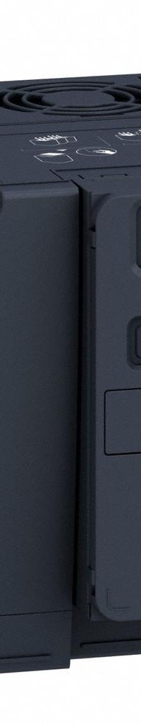 SCHNEIDER Variable Speed Drive: In Phase Single, 200-240V AC, Out Phase Three, 3 hp, IP20, No Bypass (MPN ATV320U22M2C412). Key specifications — Style: Compact; Color: Black/Blue/Gray; Output Phase: Three.