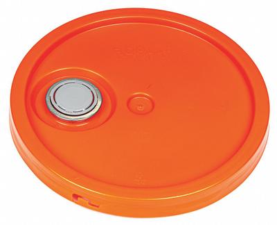 BASCO Pail Lid: Gasketed/Snap-On/Spout/Tear Tab, 12 1/4 in Overall Dia, Orange - Spout Lids