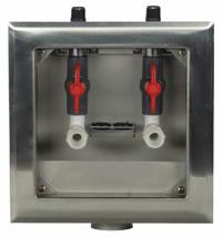 GUY GRAY Outlet Box: 1/2 in FPT, 1/4 in Turn, Center, 8.63 in Box Wd, 11.25 in Box Ht (MPN 82645). Key specifications — Valve Connection: 1/4 in Turn; Inlet Connection: 1/2 in FPT; Drain Location: Center; Brand: GUY GRAY.