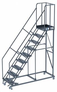 BALLYMORE Ladder: 7.5 ft Platform Ht, Assembled, Steel, Manual Lock, Perforated, 32 in x 88 in (MPN WT-LA093221P). Key specifications — Includes Handrails: Handrails Included; Material: Steel; Brand: BALLYMORE; Color: Gray.