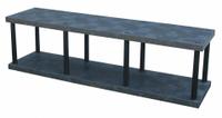 STRUCTURAL PLASTICS Plastic Shelving: 96 in x 24 in, 27 in Overall Ht, 2 Shelves (MPN ST9624B). Key specifications — Resistance Properties: Corrosion-Resistant; Frame Material: Plastic; Shelving Material: High Density Polyethylene; Brand: STRUCTURAL PLASTICS.