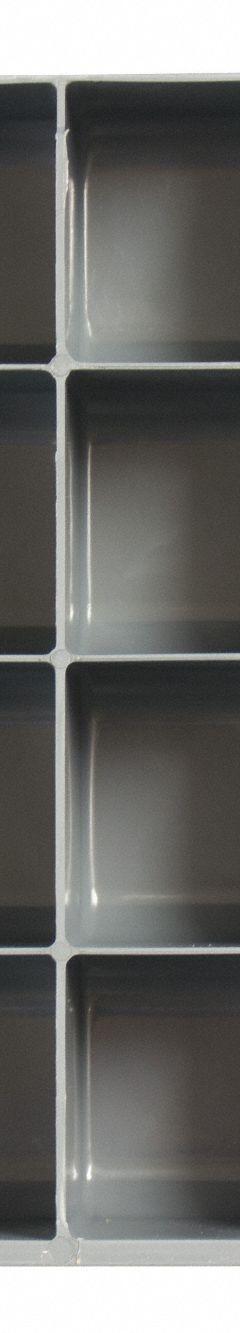 Compartment Drawer Insert: 13 3/8 in x 9 1/4 in x 2 in, 21 Compartments, 0 Dividers, Gray (MPN 229-95-21-IND). Key specifications — Color: Gray; Compartment HxWxD: (1) 2-23/32 in x 9-3/64 in; Removable Dividers: No; Compatible Manufacturer Model Number: 226-95; Brand: DURHAM MFG.