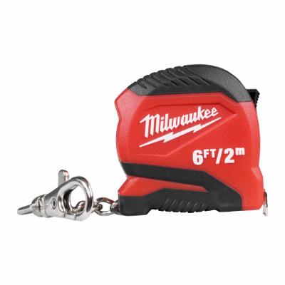 MILWAUKEE Tape Measure: Nonmagnetic Single Hook Tip, 6 ft / 2 m, Plastic - Standard (Inch) Tape Measures