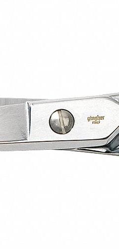GINGHER Scissors: Ambidextrous, 6 in Overall Lg, Straight, Stainless Steel, Rounded, Silver (MPN 220040-1001). Key specifications — attr308500: Stainless Steel; attr308502: Silver; attr308505: Ambidextrous; attr308522: Multipurpose; attr324896: GINGHER.