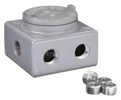 HUBBELL KILLARK Outlet Body: Outlet Body with Cover, 4 in x 4 in x 4 in, Screws, Solid Cover (MPN GRSS-2M). Key specifications — Brand: HUBBELL KILLARK; Closure Method: Screws.