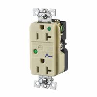 BRYANT Receptacle: Hospital Grade, Duplex, 5-20R, Ivory, 125V AC, 20 A, 2 Pole / 3 Wire (MPN SP83IA)