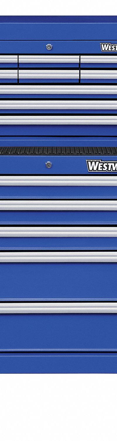 WESTWARD Tool Chest and Cabinet Combination: 14 Drawers - Light-Duty Top Chest & Rolling Cabinet Combos