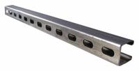 Strut Channel - Slotted: 316 Stainless Steel, Polished, 12 ga Gauge, Slotted Holes (MPN S65810ST58). Key specifications — Material: 316 Stainless Steel; Color: Silver; Finish: Polished; Hole Size: 9/16 in x 1-1/8 in; Hole Spacing: 2 in Center to Center; Slot Type: Slotted; Brand: CALBRITE.