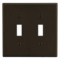 HUBBELL Wall Plate: Toggle, 2 Gang, Brown, Midsize Size (MPN PJ2). Key specifications — Brand: HUBBELL; Material: Polycarbonate.