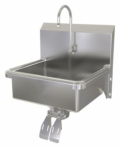 SANI-LAV Hand Sink: 1 Stations, 7 in Bowl Dp, 17 in Bowl Lg, 14 in Bowl Wd, Faucet Included - One-Station Wall-Mounted Hand Sinks with Faucets