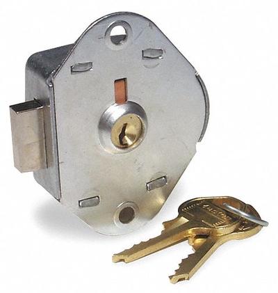 MASTER LOCK Deadbolt Lock: Silver, 7/32 in Mounting Hole Dia. - Built-in Keyed Locker Locks