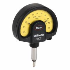 MAHR Dial Comparator: Mechanical, Micron, +/-1 micron Accuracy, 50-0-50 Dial Reading (MPN 4334000). Key specifications — attr1184227: Mechanical; attr1184224: MAHR; attr1184226: +/-1 micron; attr1184230: 50-0-50.