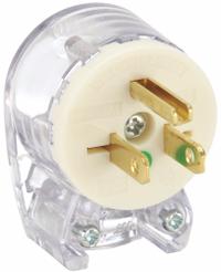 BRYANT Straight Blade Plug: Hospital Grade, 5-15P, 125V AC, 15 A, 2 Pole, 3 Blade, Clear (MPN 8295T)