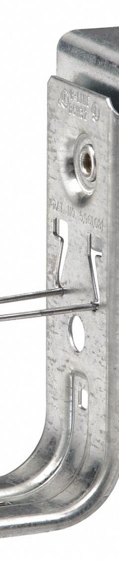 COOPER B-LINE J-Hook: Screw-On with Locking Latch, 2 in Max. Bundle Dia., 30 lb Max. Load Capacity (MPN BCH32-AB). Key specifications — Material: Galvanized Steel; Mounting: Horizontal Mount; Includes Locking Latch: Yes; Color: Silver; Brand: COOPER B-LINE; Mounting Location: Threaded Rod; Mounting & Attachment (subhead): Screw-On with Locking Latch.