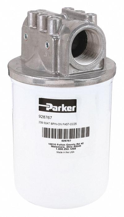 Parker Hydraulic Spin-on Filter: 50 gpm Max. Flow, 150 psi Max. Pressure - Single Head Return Line Hydraulic Filters
