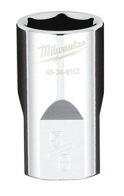 MILWAUKEE Standard Socket: SAE, 1/2 in Drive Size, 5/8 in Socket Size, 6-Point, Std - Anti-Roll Hand Sockets
