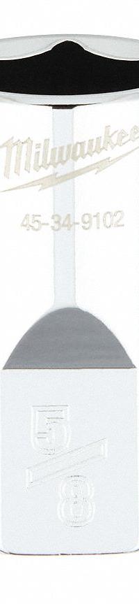 MILWAUKEE Standard Socket: SAE, 1/2 in Drive Size, 5/8 in Socket Size, 6-Point, Std, Chrome (MPN 45-34-9102). Key specifications — attr1204417: MILWAUKEE; attr1204392: Chrome.