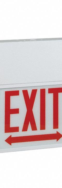 Chicago Combo Exit Sign - Double Face: White, 2 Faces, Red, LED, 90 min Emergency Illumination Time (MPN LS2ECXL2RWW). Key specifications — Voltage: 120/277V AC; Self Diagnostics: No; Housing Color: White; Brand: BIG BEAM; Directional Indicators: No Directional Indicators; Lighting Technology: LED; Remote Capable: Yes; Text Color: Red.
