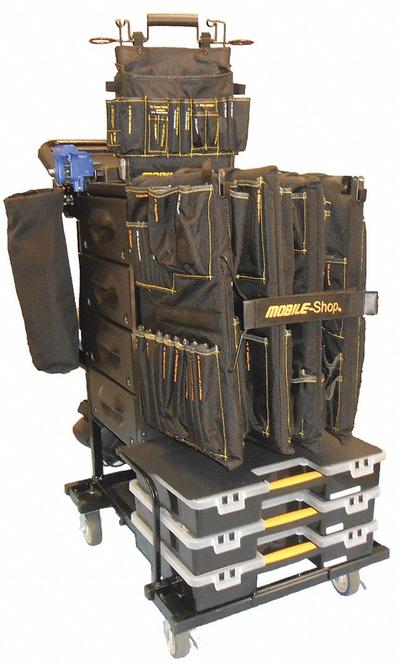 MOBILE SHOP Tool Cart, Complete/No Drill: Black, 27 in Wd, 40 in Dp, 43 in Ht - Tool-Equipped Heavy-Duty Modular Utility Carts