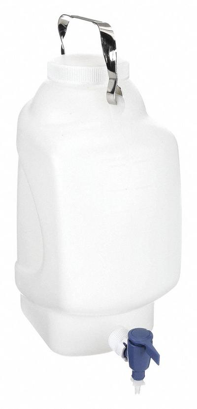 APPROVED VENDOR Carboy: 10 L, 2.64 gal, Polypropylene, 175.7 mm x 14 mm x 384.17 mm, Spigot - Swing-Handle Rectangular Carboys with Spigots
