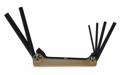 PROTO Hex Key Set: 1 - 5 Pieces, Folding, Metric, Std End, Long, 1 Pieces, Black Oxide - Folding Key Sets