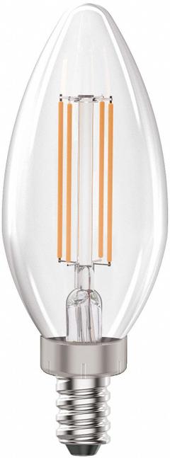 MAXLITE Compact LED Bulb: Candelabra Screw (E12), LED, (B) Bullet, B10, 4 W Watt, 2700K, Clear (MPN F4B10D27). Key specifications — Bulb Shape: B10; Voltage: 120V AC; Bulb Finish: Clear; Color Temperature: 2700K; Brand: MAXLITE.