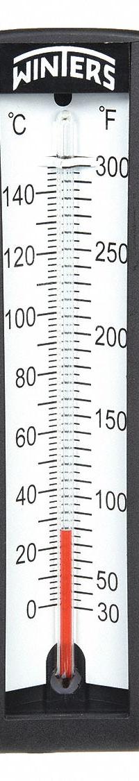 WINTERS Industrial Glass Thermometer: 30°F to 240°F /0°C to 115°C, +/-2% Accuracy, 1.837 in Stem Lg (MPN TAS150LF.). Key specifications — Thermometer Thread Type: NPT; Accuracy: +/-2%; Brand: WINTERS.