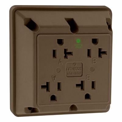 LEVITON Quadruplex Receptacle Outlet: Quad, 5-20, Brown, 125V AC, 20 A - General Purpose Receptacles