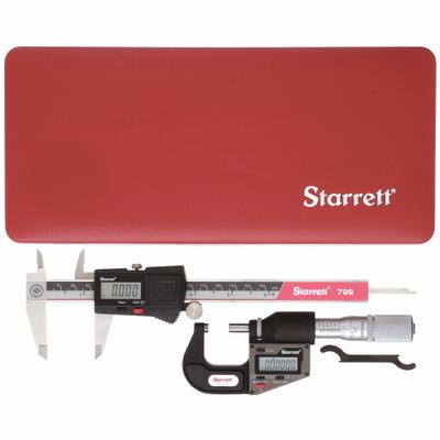 STARRETT Precision Measuring Tool Kit: 2 Pieces, Digital Caliper - Caliper & Micrometer Precision Measuring Tool Kits